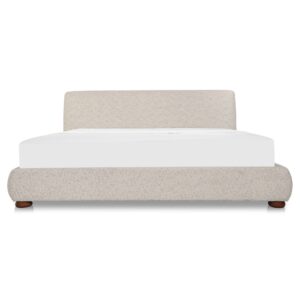 For those who like their comfort with a little character. The Beau Bed pairs a generously rounded headboard with bun-shaped legs