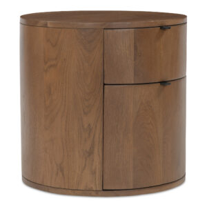 bringing a rounded silhouette to modern spaces. Built from solid oak with a veneer back
