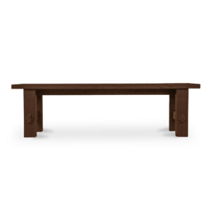 The Esmond outdoor dining bench embraces traditional charm to create an outdoor sanctuary. This FSC-certified solid teak bench features a slatted top with stretchers and joinery detailing