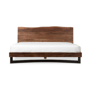 Nature did the styling here. Bent brings solid acacia into the bedroom with a live-edge headboard that shows off knots