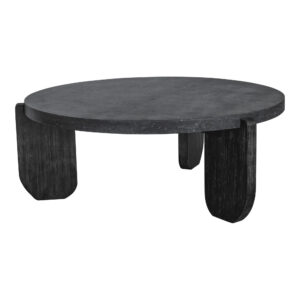 the Wunder coffee table takes a monolithic statement into a low-profile silhouette to keep your space strong. A round concrete tabletop is perfectly matched by the organic texture and sturdy support of solid acacia legs