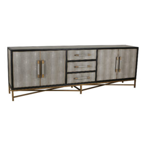 extra room behind the doors. The Mako Large Sideboard stretches Art Deco symmetry across a calm gray finish