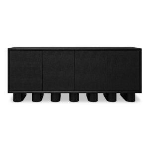 The Marcelle sideboard in black embodies minimalist elegance as playful