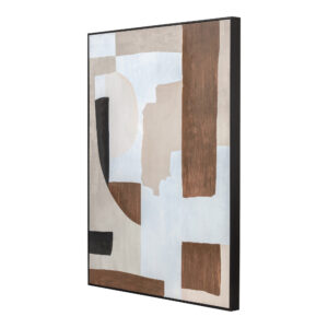 this abstract print is presented in earthy tones and colors. Included with its own subtle black frame