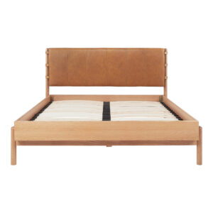 the Colby Queen bed frame elegantly brings understated luxury with superb craftsmanship. The soft curves of the leather headboard provide a sense of warmth and coziness