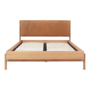 the Colby King bed frame elegantly brings understated luxury with superb craftsmanship. The soft curves of the leather headboard provide a sense of warmth and coziness
