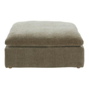 The Clay ottoman is upholstered in fabric treated with JLA Resist™ performance treatment