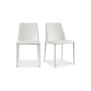 elegant simplicity defined. The Nora dining chair’s single shade of color blocking adds an elegant touch of fine dining. An iron frame is covered in easy-to-clean vegan leather