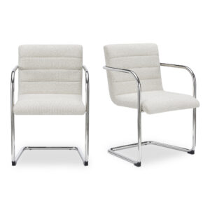 Sleek cantilever stainless steel frames create an illusion of weightlessness