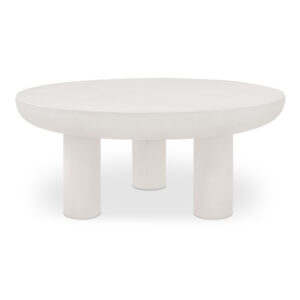 Made from fiber-reinforced natural concrete with a cream finish and set in a sturdy iron frame