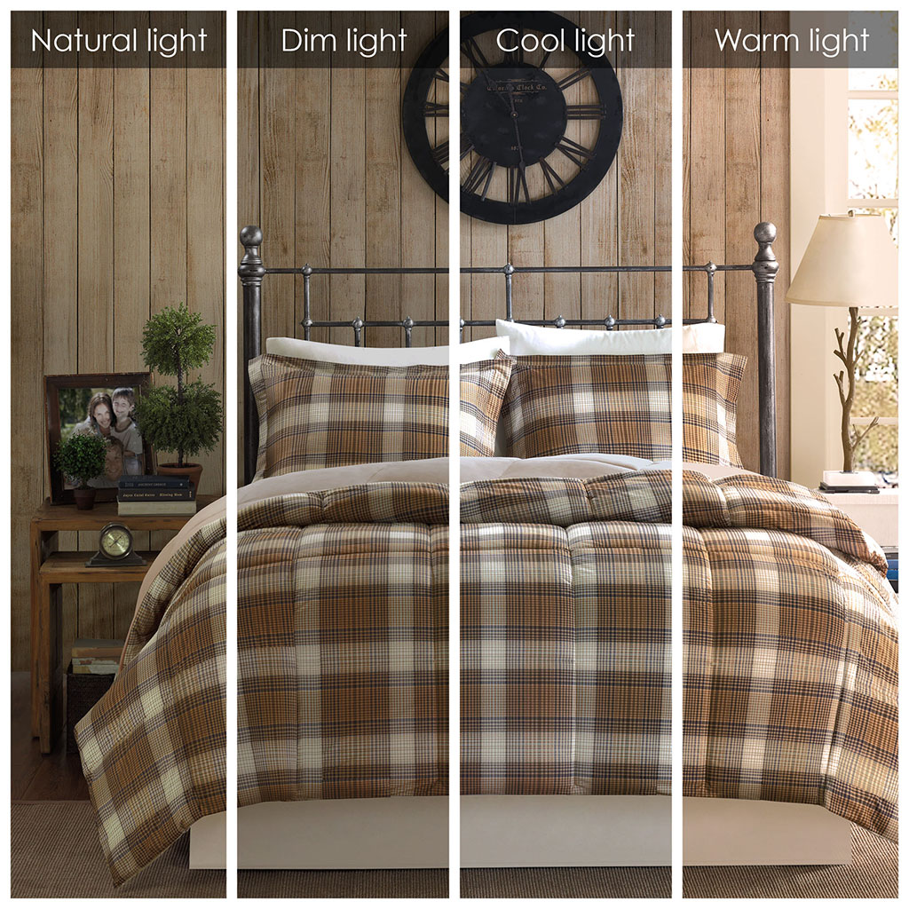 Lumberjack Classic Quilting Soft and Cozy Microfiber Solid Reverse Down Alternative Comforter Set