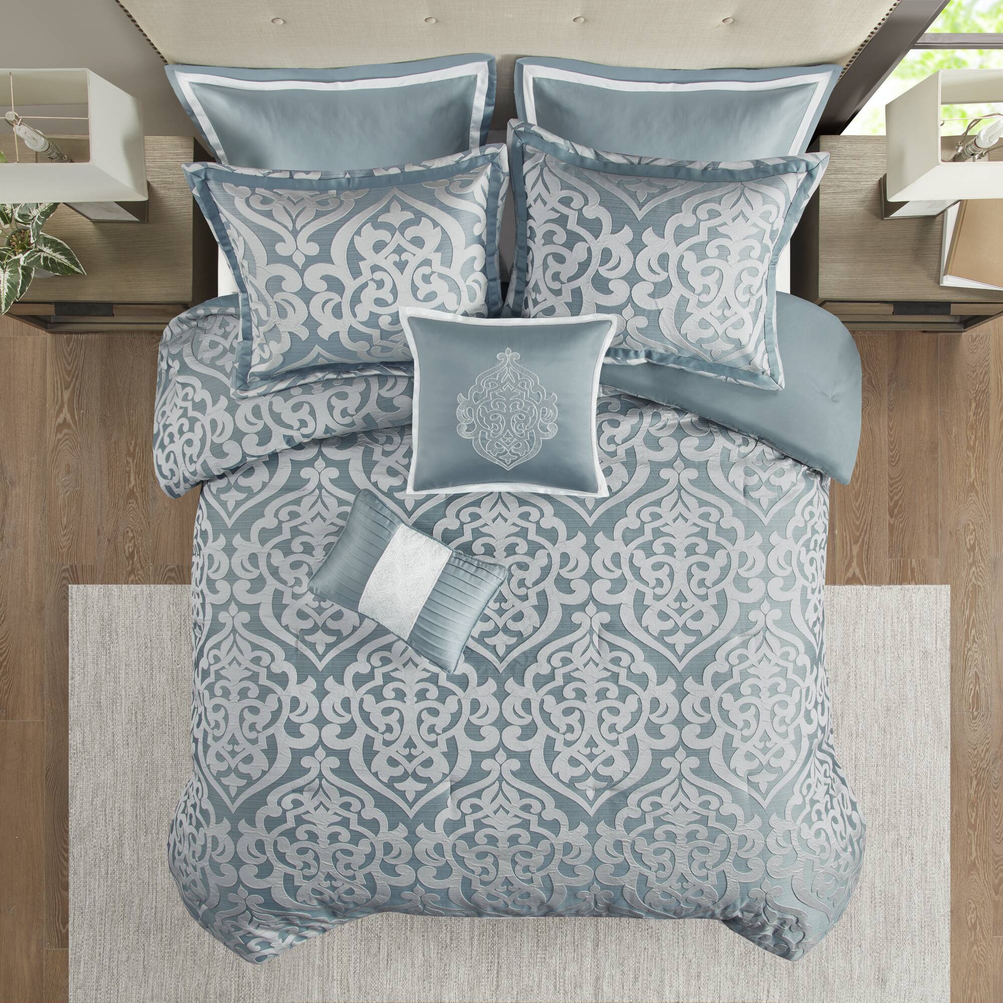 Odette 8 Piece Jacquard Comforter Set