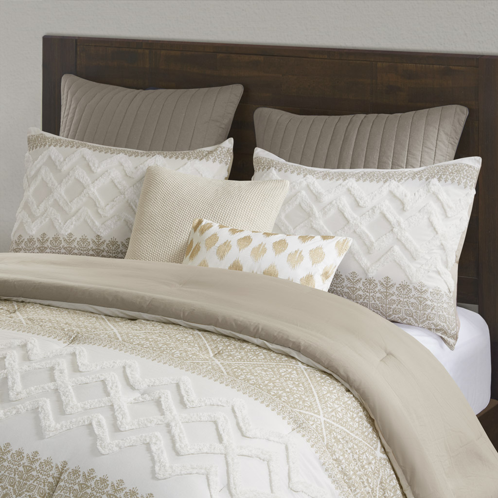 Mila 3 Piece Cotton Comforter Set with Chenille Tufting