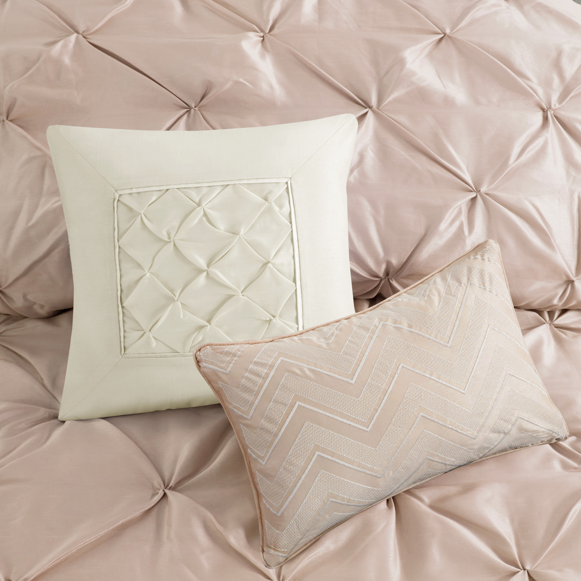 Laurel 100% Polyester Pieced Pleated 7pcs Tufted Comforter Set