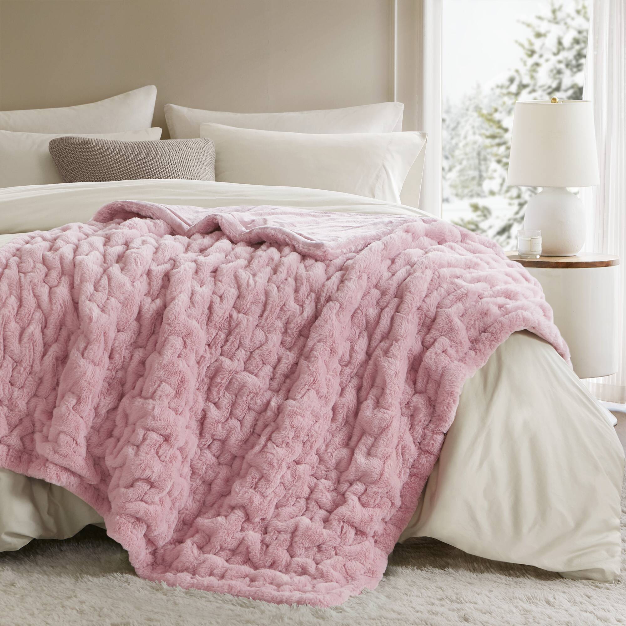 Ruched Fur Throw
