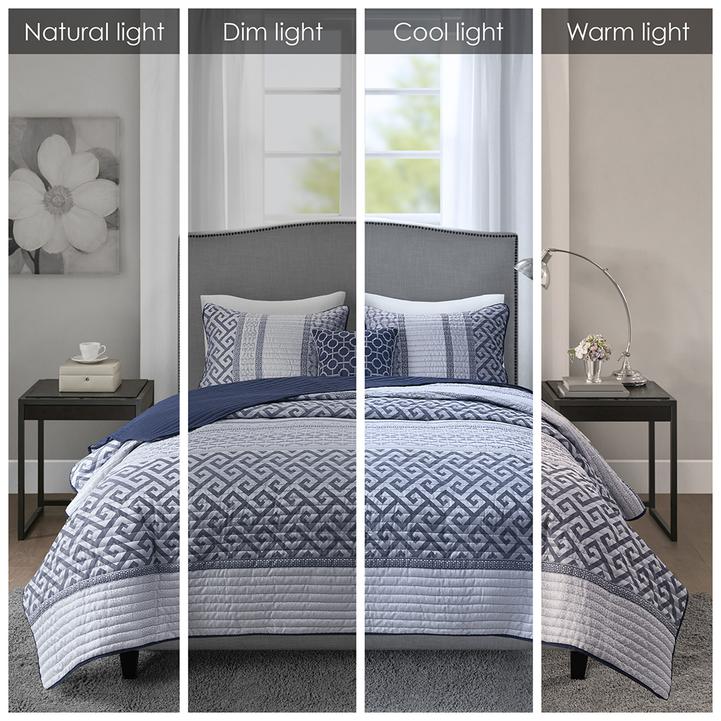 Bennett 4 Piece Jacquard Quilt Set with Throw Pillow