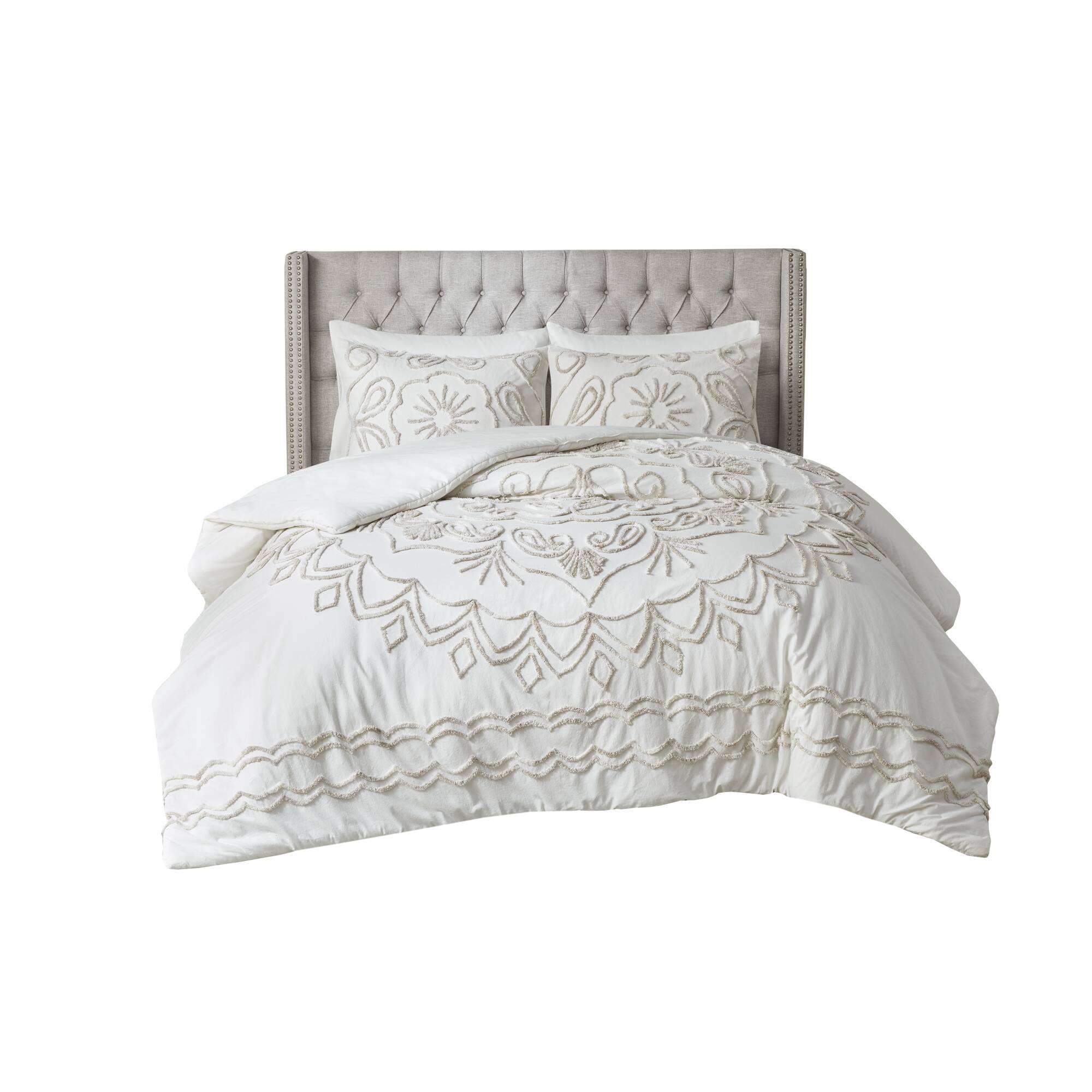 Violette 3 Piece Tufted Cotton Chenille Duvet Cover Set