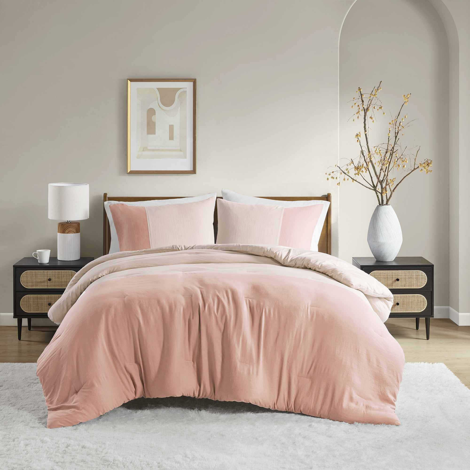 Marty Soft Washed Color Block Comforter Set