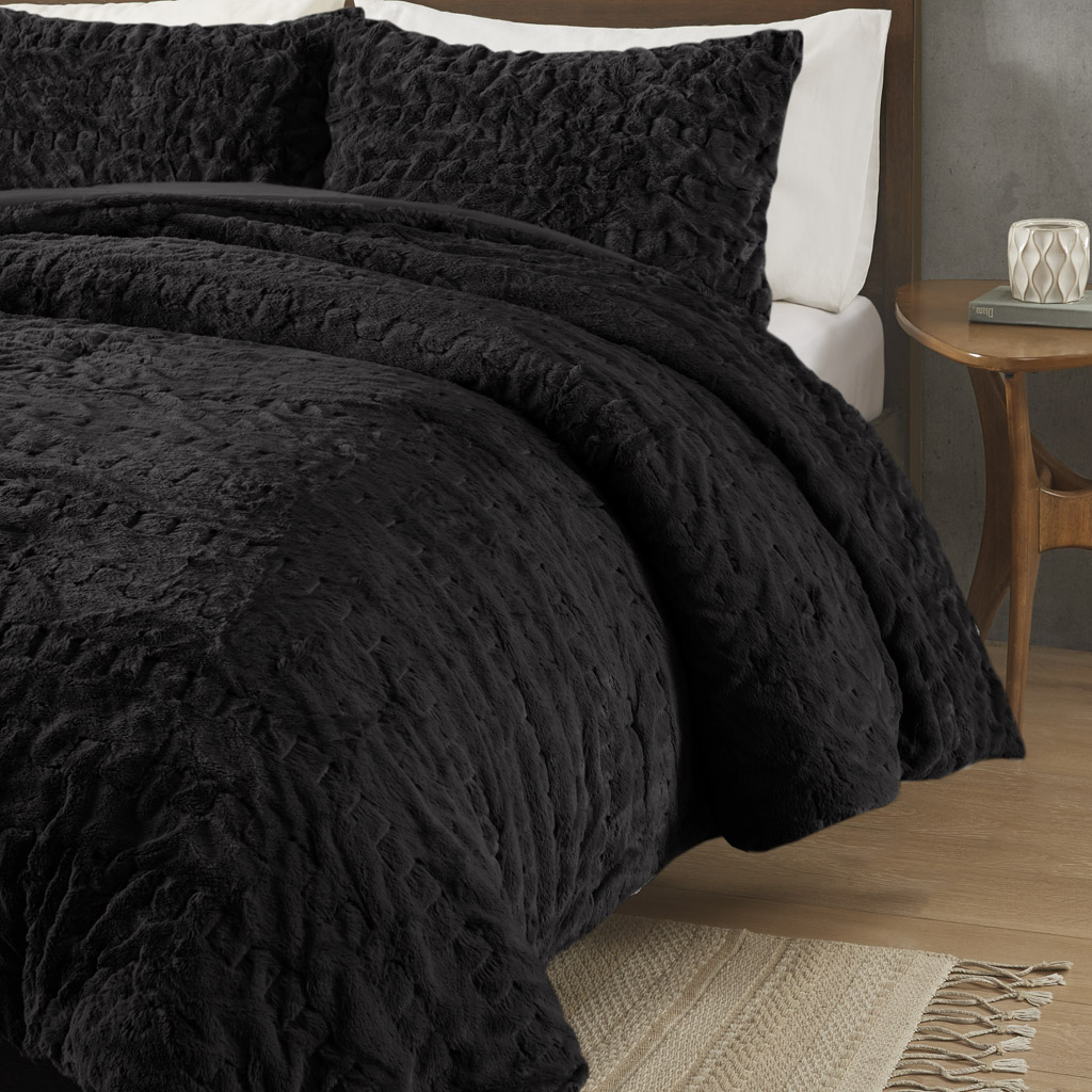 Blair Ruched Fur Down Alternative Comforter Set
