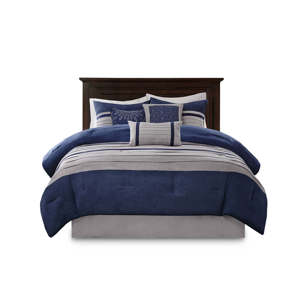 Palmer 7 Piece Pieced Faux Suede Comforter Set