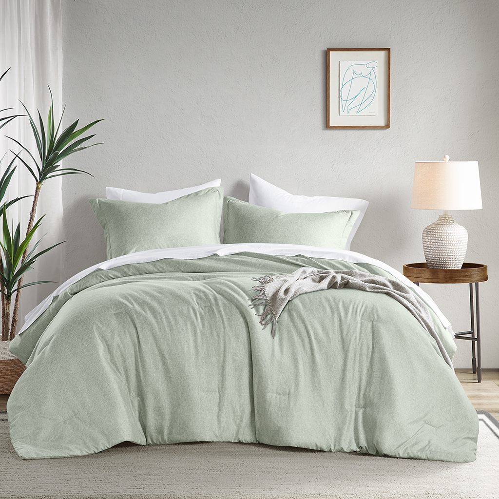 Camden Chambray Print Solid Comforter Set