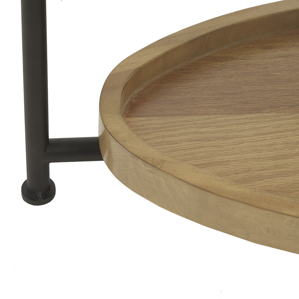 Beaumont 2-Tier Oval Coffee Table with Wood Storage Shelf