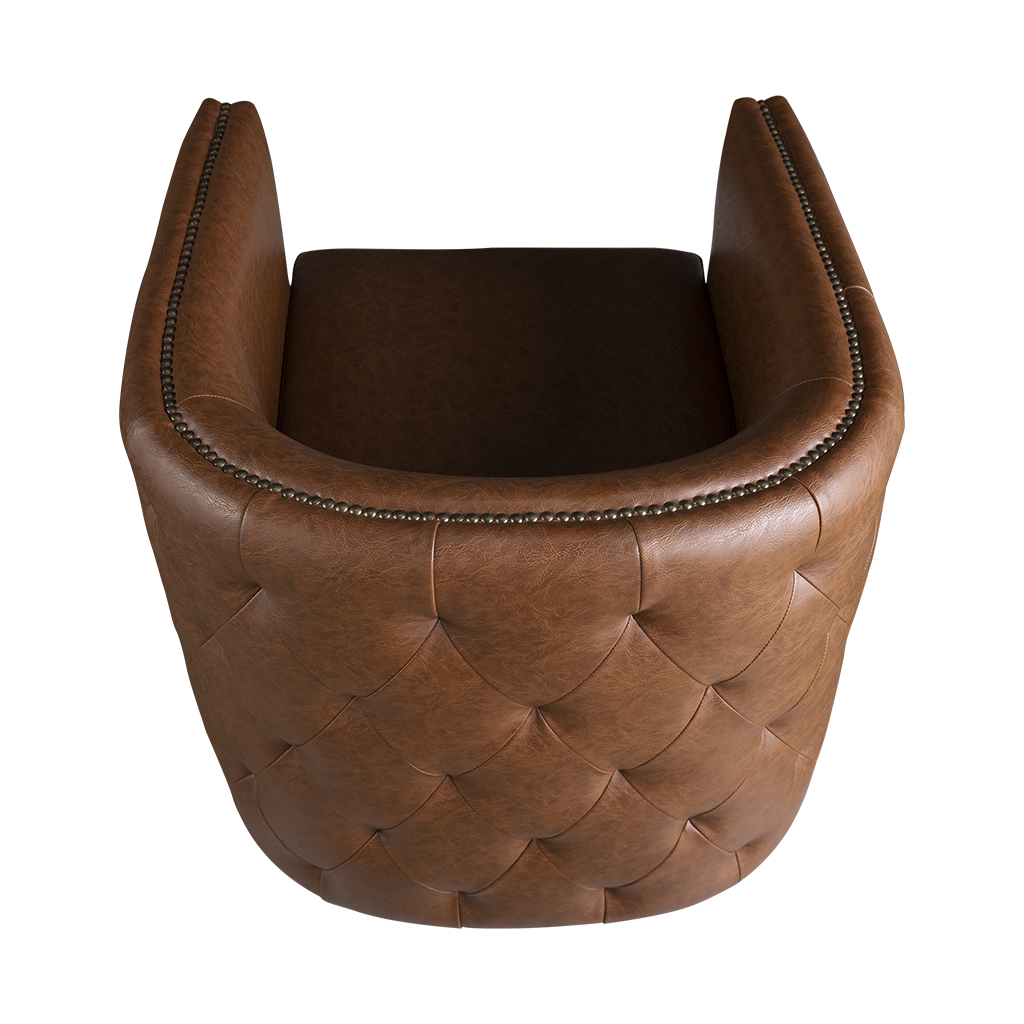 Capstone 360-degree Swivel Barrel chair with Tufting and Nail heads