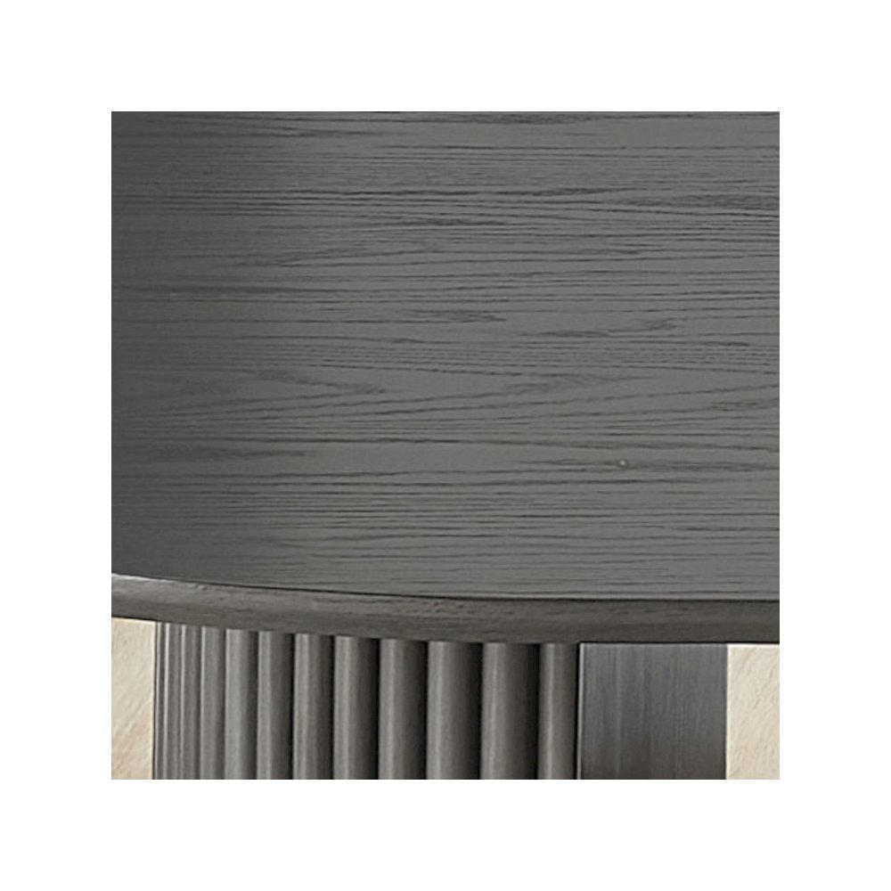 Valencia 5-Piece 80″ Oval Gray Oak Finish Dining Set with Dual Pedestal Base