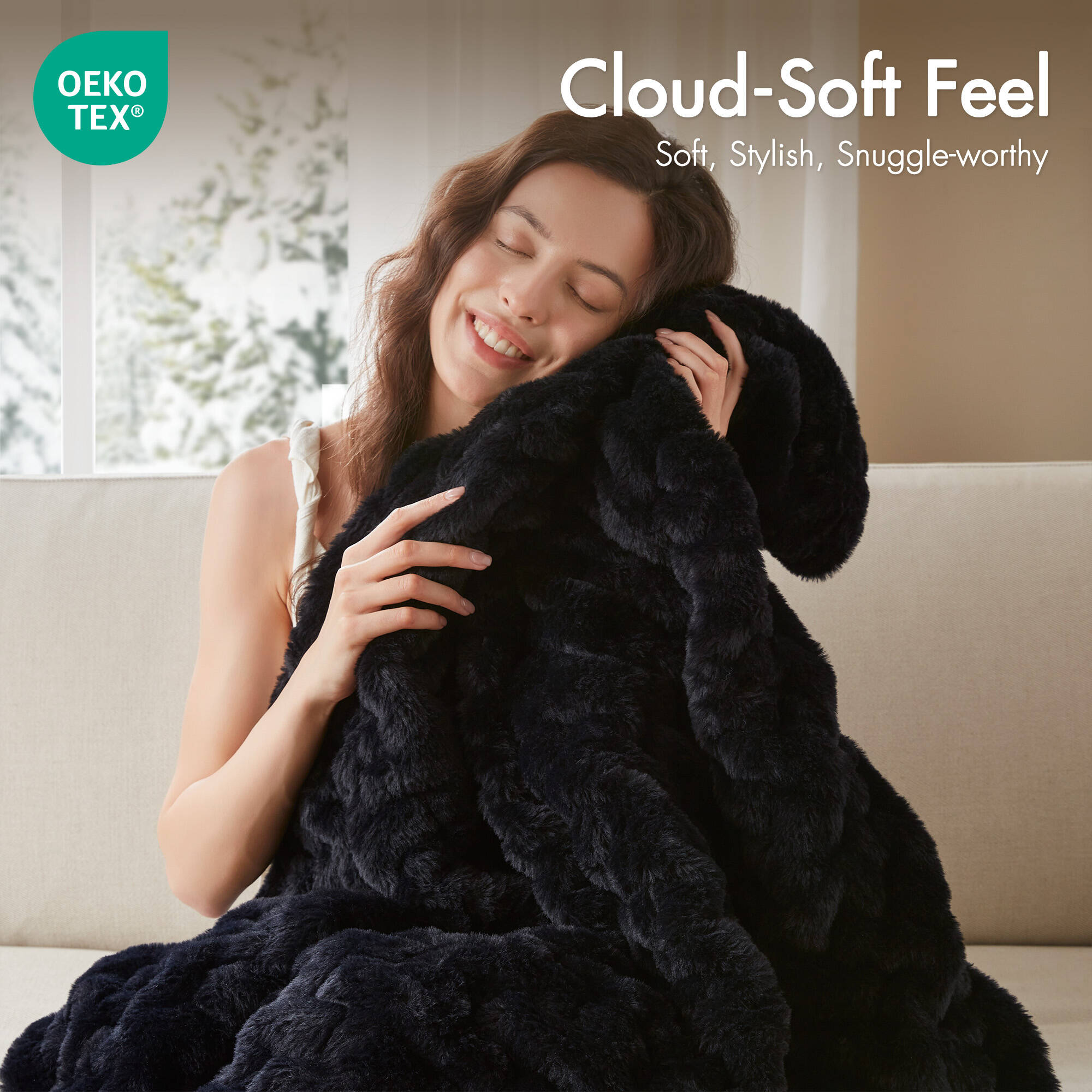 Ruched Fur Throw