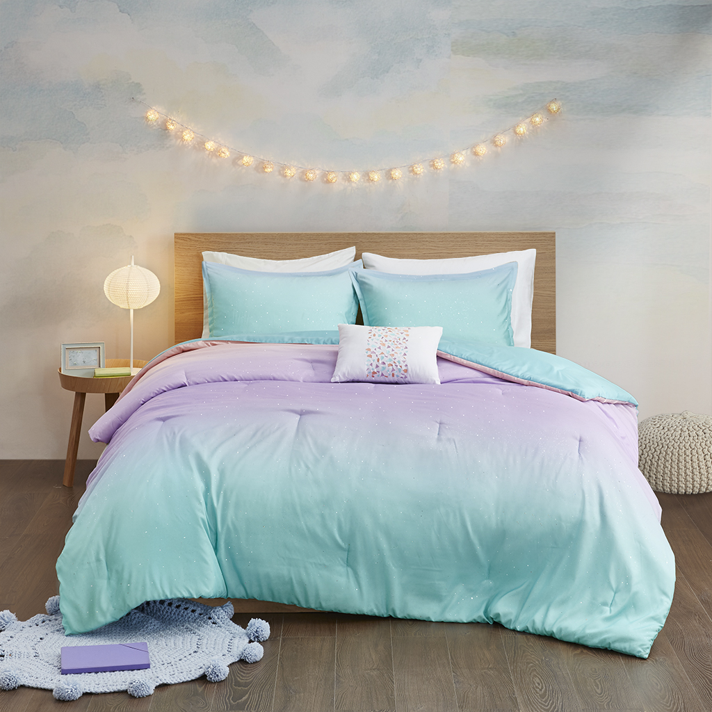Glimmer Metallic Glitter Printed Reversible Comforter Set