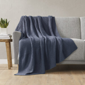 Bree Knit Throw from INK+IVY in  Indigo. Bree Knit Throw from INK+IVY in  Indigo. Bree Knit Throw from INK+IVY in  Indigo. Bree Knit Throw from INK+IVY in  Indigo. Bree Knit Throw from INK+IVY in  Indigo.