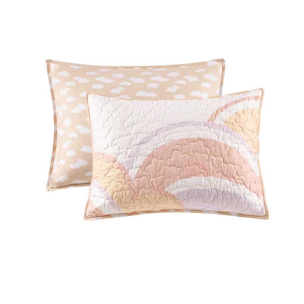 Dawn Reversible Sunshine Printed Cotton Quilt Set with Throw Pillow