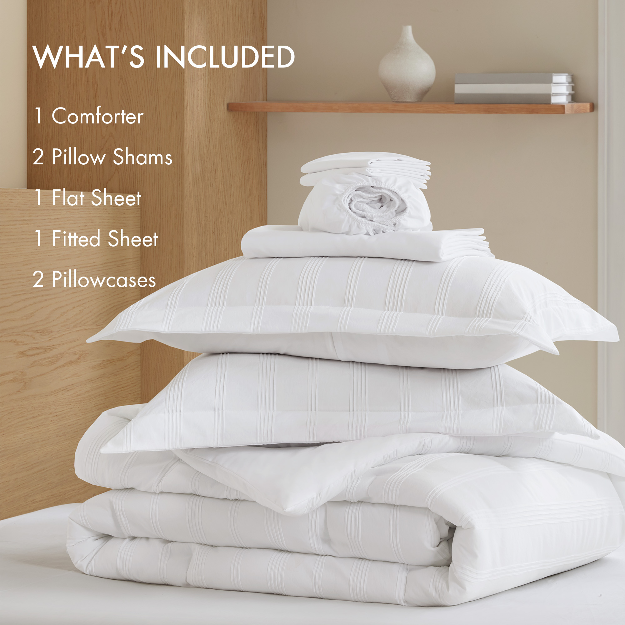 Logan Striped Reversible Pintuck Pleated Comforter Set