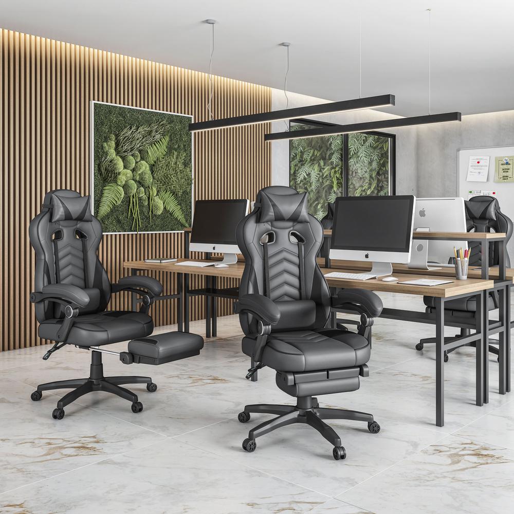 Reclining PU Leather Executive Office Chair with Footrest