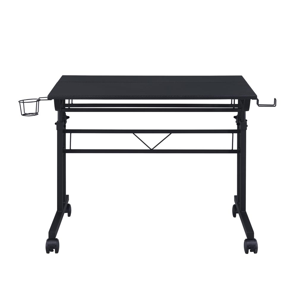Rolling Writing Desk with Height Adjustable Desktop and Moveable Shelf