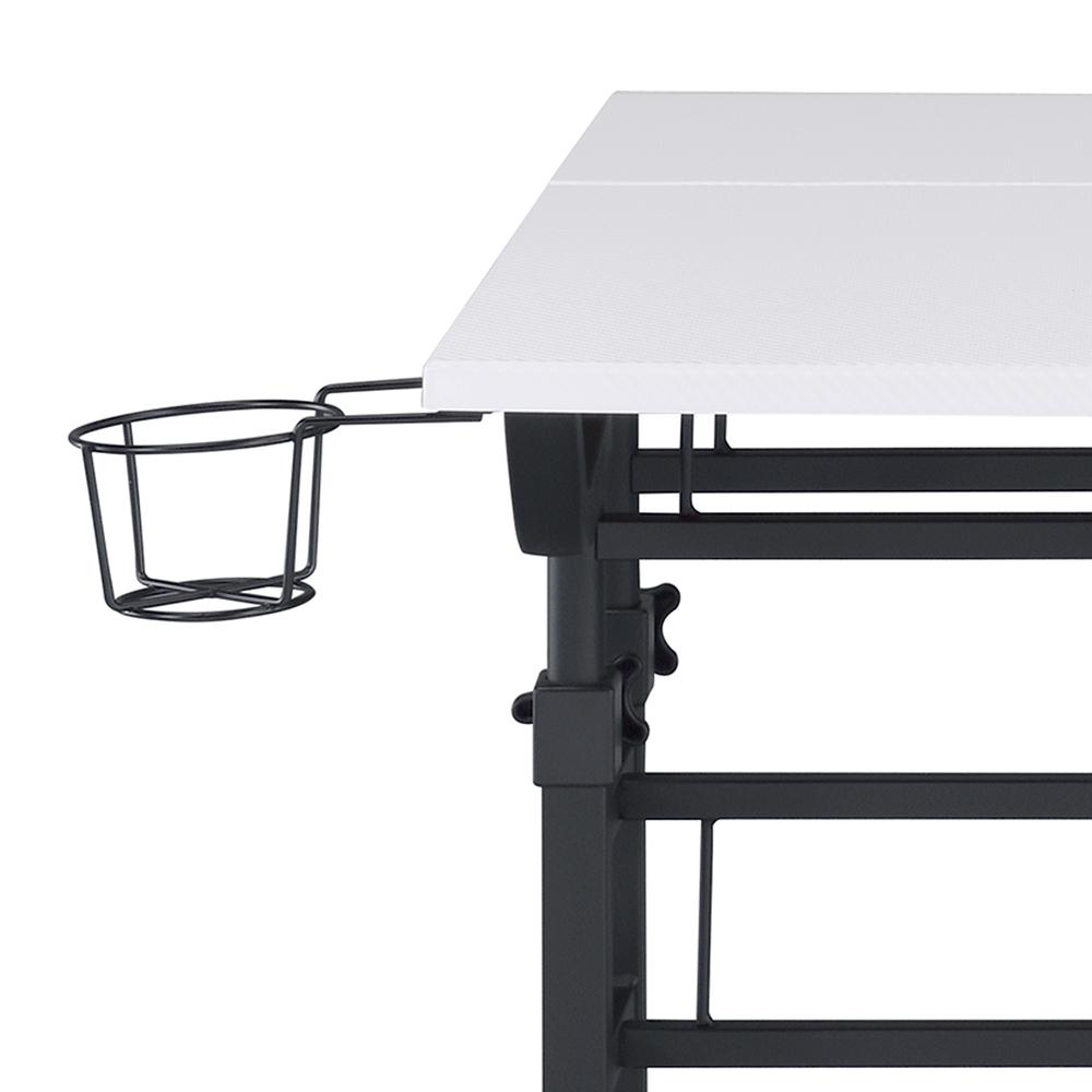 Rolling Writing Desk with Height Adjustable Desktop and Moveable Shelf