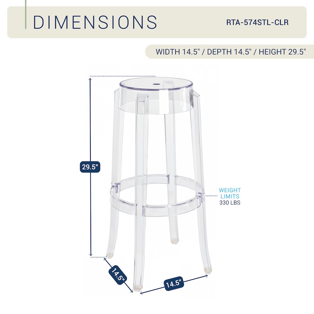 Clear Acrylic Bar Stools Set of 2