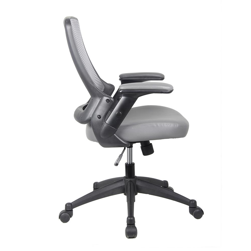 Mid-Back Mesh Task Office Chair with Flip Up Arms. Color: Gray