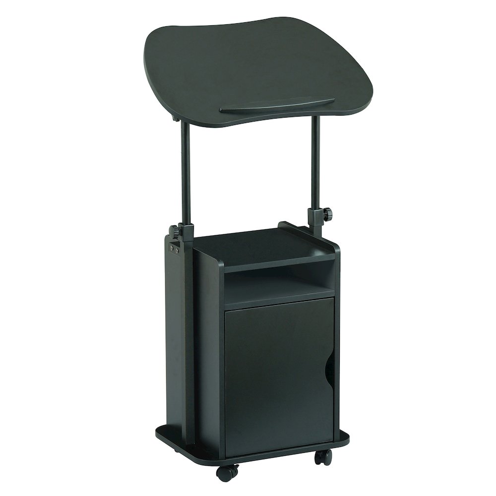 Sit-to-Stand Rolling Adjustable Laptop Cart With Storage