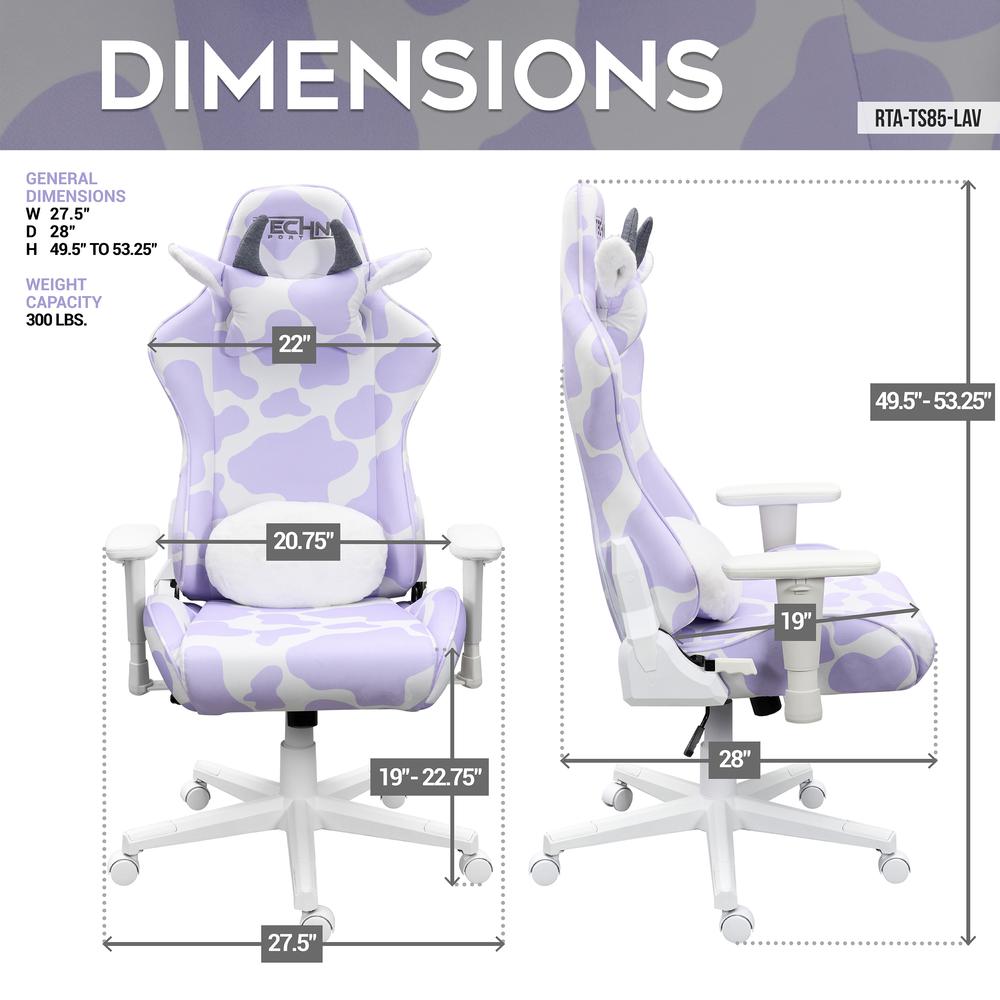 TS85 Lavender Print COW Series Gaming Chair