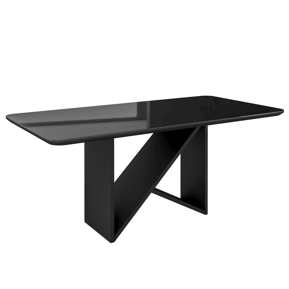 6 Seater Dining Table with Painted Glass Top &  Elegant Wooden Base
