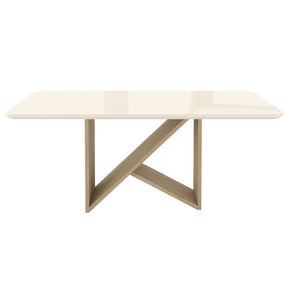 6 Seater Dining Table with Painted Glass Top &  Elegant Wooden Base