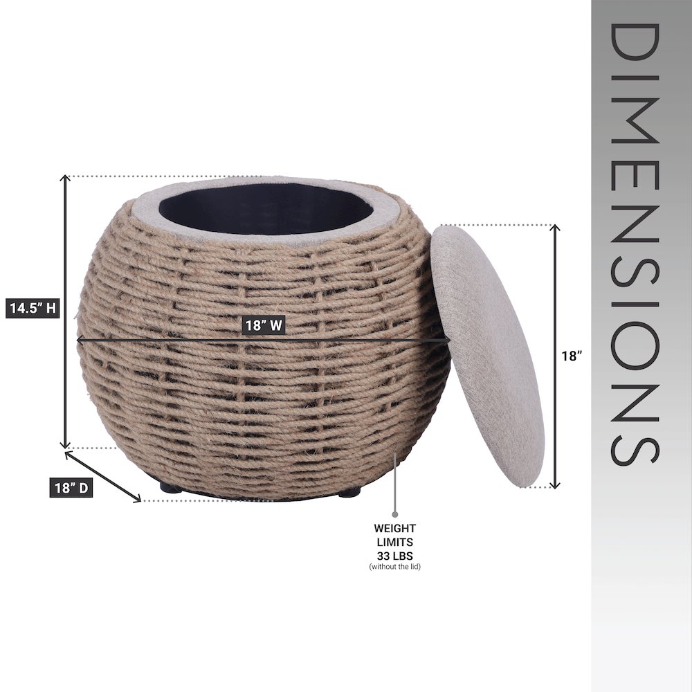 Natural Woven Ottoman with Storage
