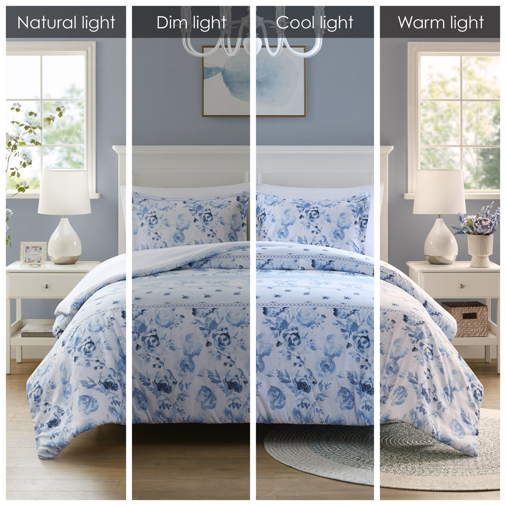 Christa Floral Striped Duvet Cover Set