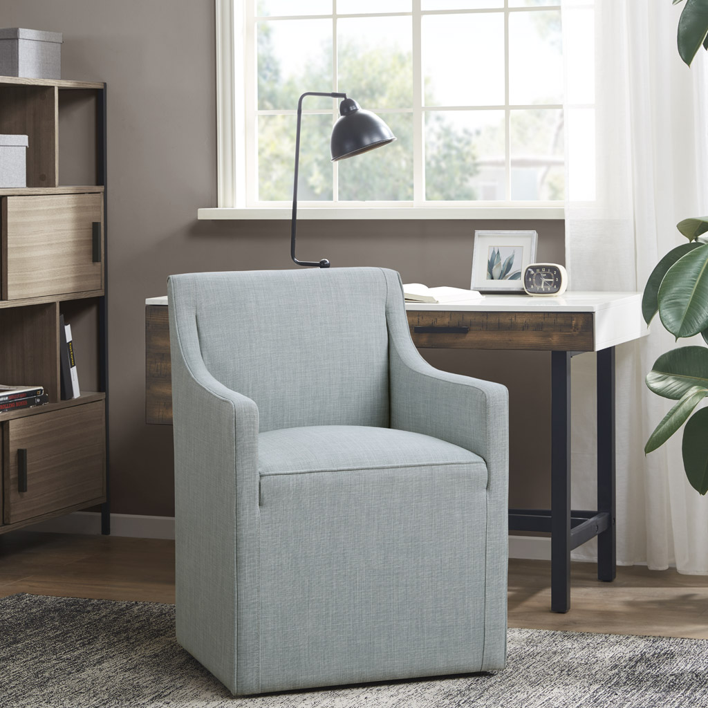 Charlotte Upholstered Dining Arm Chair with Hidden Casters
