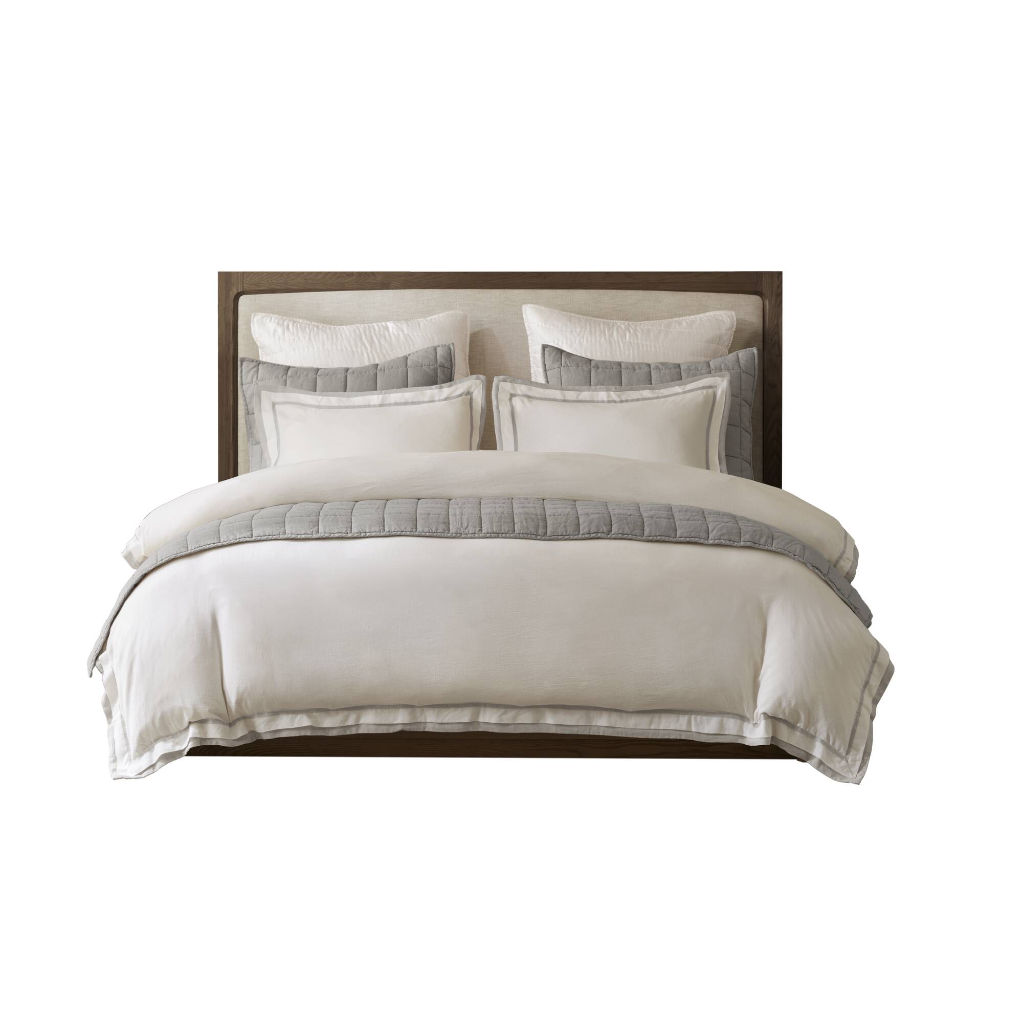 Linen Blend Double Flange Duvet Cover Set