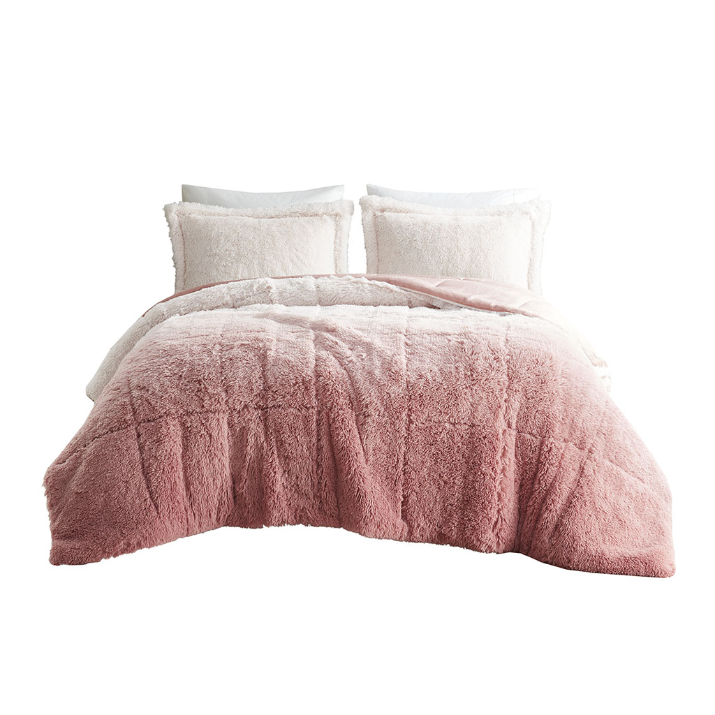 Brielle Ombre Shaggy Long Fur Comforter Mini Set