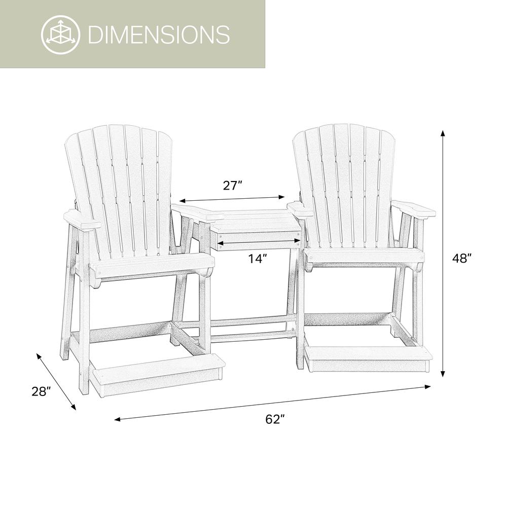 OS Home and Office Counter Height Settee Table Combo in Cedar with a Tudor Brown Base