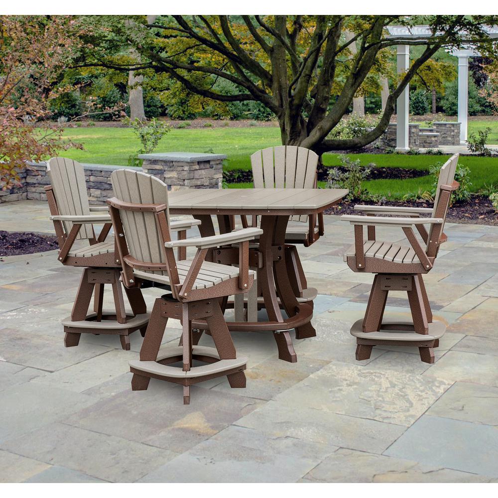 OS Home and Office Model CS130WWTB-K Five Piece Square Counter Height Dining Set in Weatherwood on a Tudor Brown Base