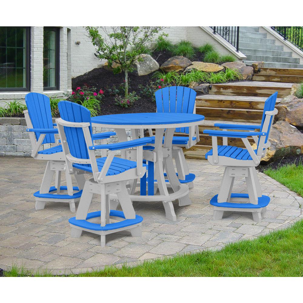OS Home and Office Model CR130BW-K Five Piece Round Counter Height Dining Set in Blue on a White Base
